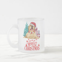 Caneca De Café Vidro Jateado Cão de natal bonito