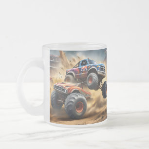 Caneca De Café Vidro Jateado Caos nas Rodas: Monster Truck Smash Derby,