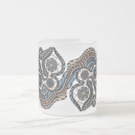 Caneca De Café Vidro Jateado Caprichoso Ornate Zentangle Flores de Renda Azul T