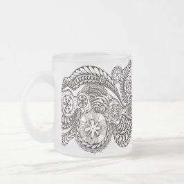 Caneca De Café Vidro Jateado Caprichoso Ornato Zen Doodle Flores de Renda Ge