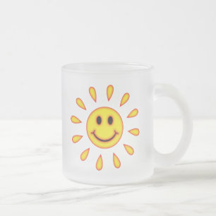 Caneca De Café Vidro Jateado Cara da luz do sol