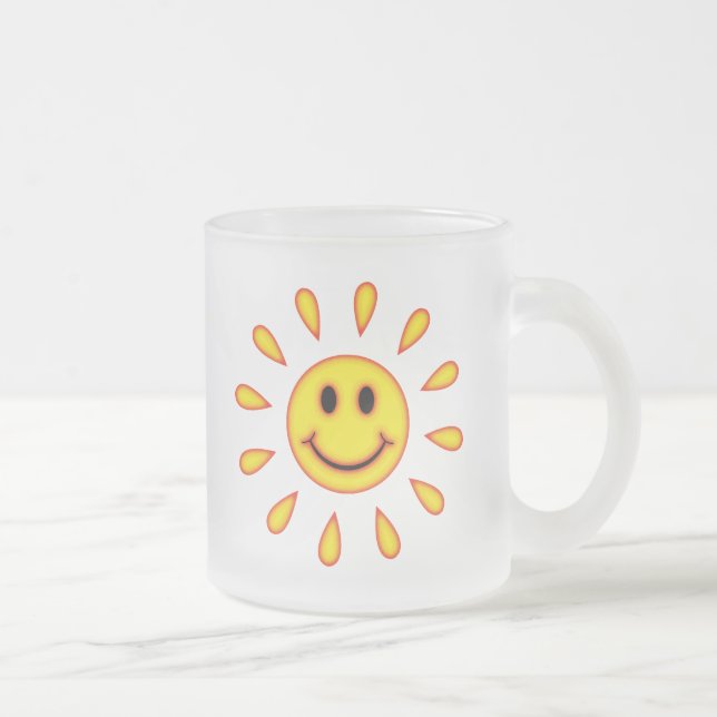 Caneca De Café Vidro Jateado Cara da luz do sol (Direita)