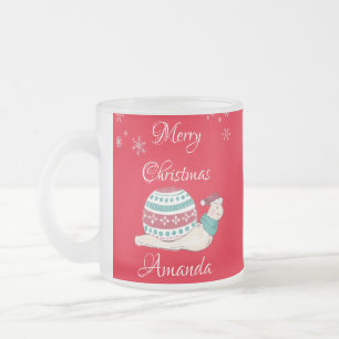 Caneca De Café Vidro Jateado Caracol-de-natal