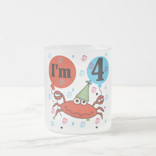 Caneca De Café Vidro Jateado Caranguejo 4º Aniversário Camisetas e presentes