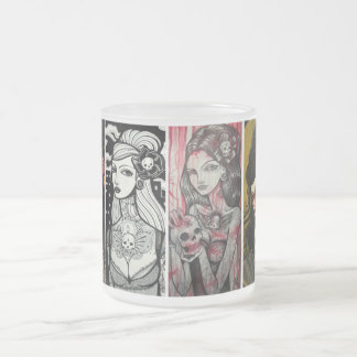 Caneca De Café Vidro Jateado caras da senhora