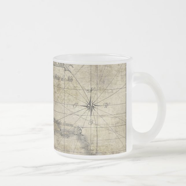 Caneca De Café Vidro Jateado Caribe - mapa antigo (Direita)