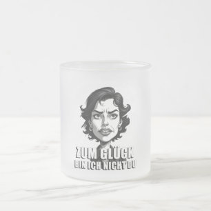 Caneca De Café Vidro Jateado Caricatura com citação 'Felizmente…'