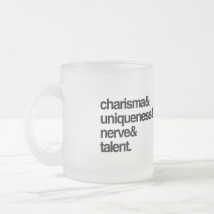 Caneca De Café Vidro Jateado Carisma Unicidade Nervo e Talento