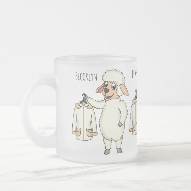 Caneca De Café Vidro Jateado Carneiro bonito com cartografia de jaqueta (Esquerda)