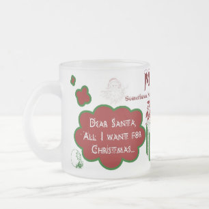 Caneca De Café Vidro Jateado Caro Papai noel Fosco Mug - Personalizar Nome/Mens