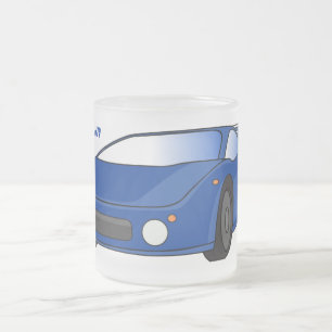 Caneca De Café Vidro Jateado Carro desportivo azul com ilustração de airfoil