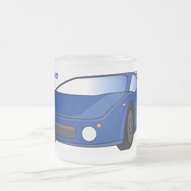 Caneca De Café Vidro Jateado Carro desportivo azul com ilustração de airfoil (Centro)