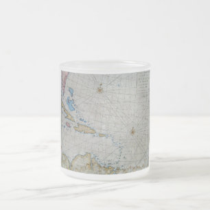 Caneca De Café Vidro Jateado Carta náutica do vintage do caribe