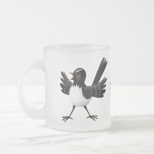 Caneca De Café Vidro Jateado Cartoon australiano Willie Wagtail personalizado
