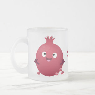Caneca De Café Vidro Jateado Cartoon de fruta de romã giro