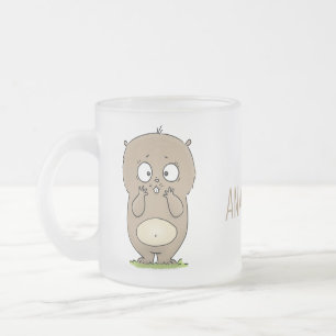 Caneca De Café Vidro Jateado Cartoon de hamster adorável