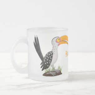 Caneca De Café Vidro Jateado Cartoon de pássaros-de-bico-amarelo engraçado