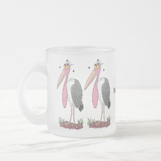 Caneca De Café Vidro Jateado Cartoon engraçado marabou (Esquerda)