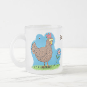 Caneca De Café Vidro Jateado Cartoon galinha rústico
