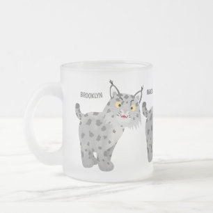 Caneca De Café Vidro Jateado Cartoon lince lince de lince