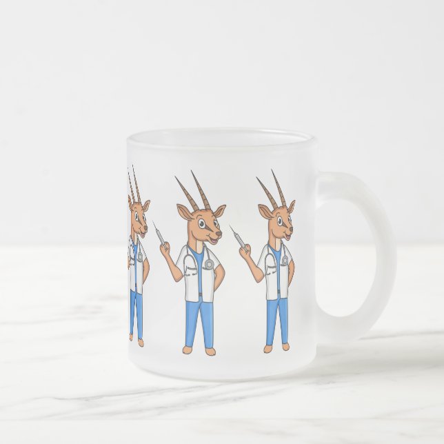 Caneca De Café Vidro Jateado Cartoon médico de antílope Gemsbok (Direita)