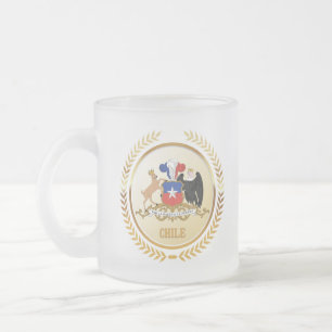 Caneca De Café Vidro Jateado Casaco De Armas Do Chile