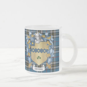 Caneca De Café Vidro Jateado Casaco de Armas Thompson Family (Irlandês)