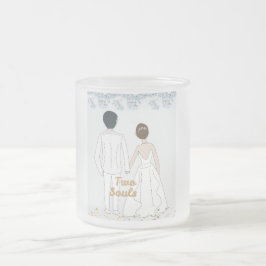 Caneca De Café Vidro Jateado Casal de casamento do Tow Sole