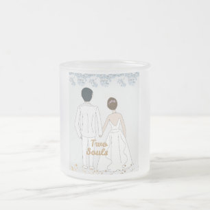 Caneca De Café Vidro Jateado Casal de casamento do Tow Sole