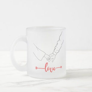 Caneca De Café Vidro Jateado Casal de Mãos de Segurar, ilustrativo Preto e Bran
