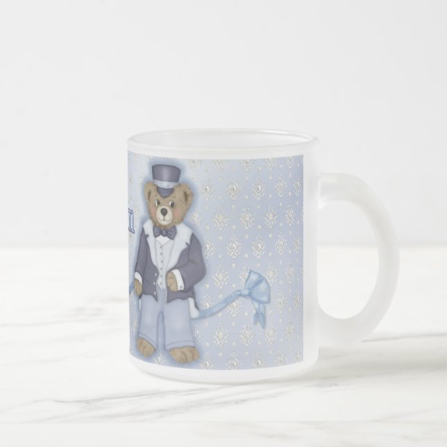 Caneca De Café Vidro Jateado Casamento com Urso de Teddy - Personalizar (Direita)