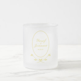 Caneca De Café Vidro Jateado Casamento Dourado