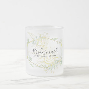 Caneca De Café Vidro Jateado Casamento Dourado de Sage, Greenery Sage