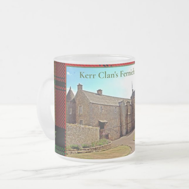 Caneca De Café Vidro Jateado Castelo de Kerr Clan Ferniehirst (Frente Esquerda)