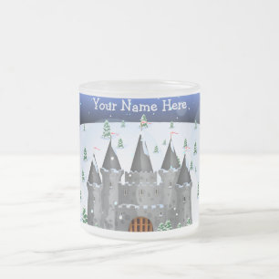 Caneca De Café Vidro Jateado castelo de rabo-de-fada inverno