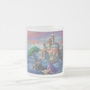 Caneca De Café Vidro Jateado Castelo Mermaid