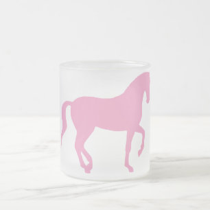 Caneca De Café Vidro Jateado Cavalo de Piaffe (rosa)