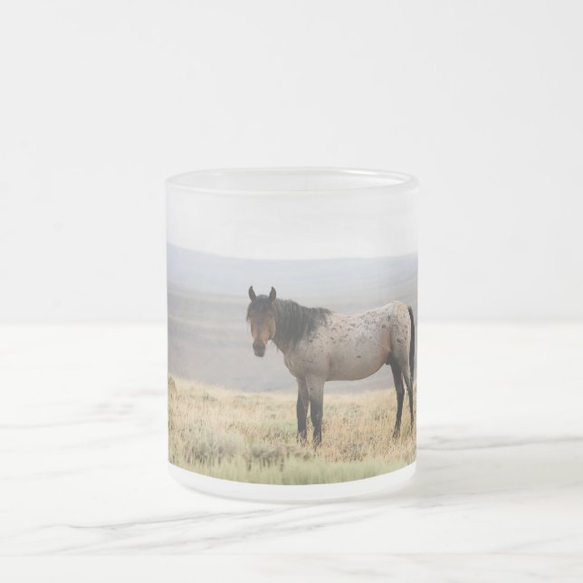 Caneca De Café Vidro Jateado Cavalo selvagem (Centro)