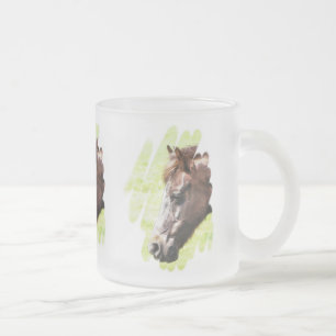 CANECA DE CAFÉ VIDRO JATEADO CAVALOS