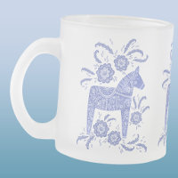 Cavalos Dala Suecos Azul Periwinkle e Branco