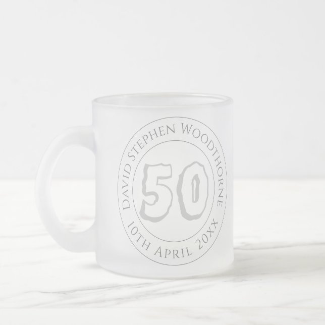 Caneca De Café Vidro Jateado Celebração comemorativa de aniversário personaliza (Esquerda)