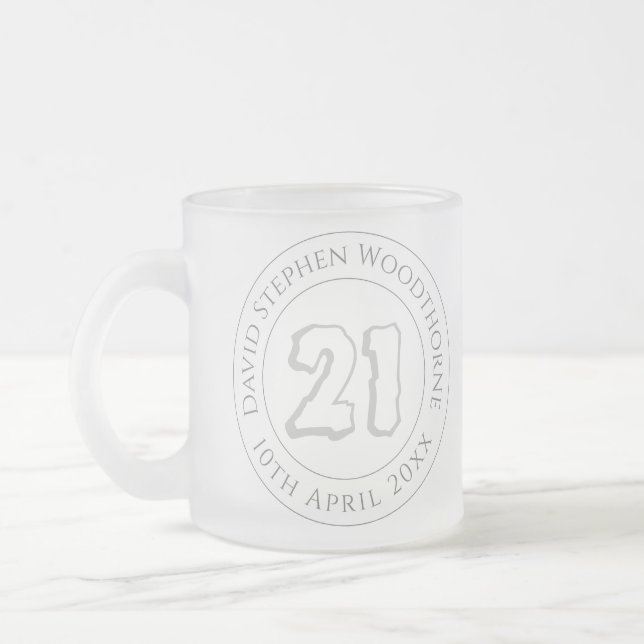 Caneca De Café Vidro Jateado Celebração Comemorativa de Aniversário Personaliza (Esquerda)