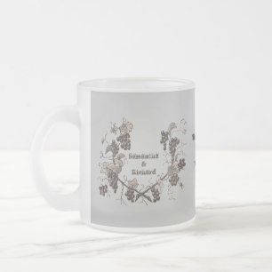 Caneca De Café Vidro Jateado Celebração Elegante de Vinhas Vintage de Casamento