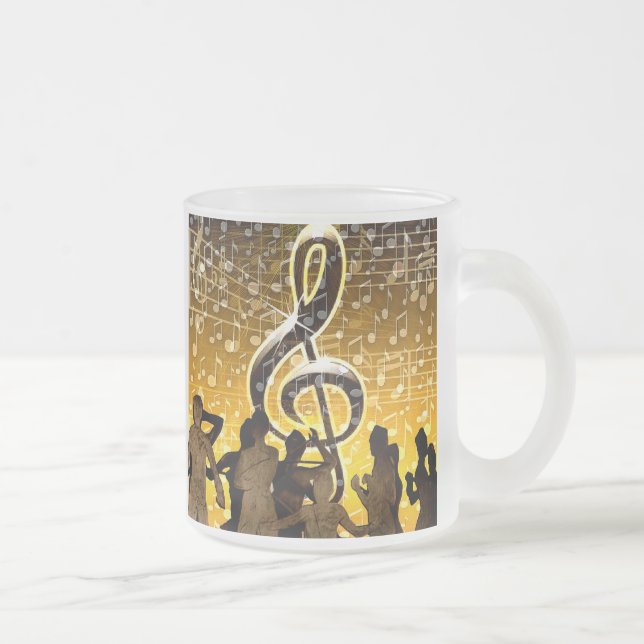 Caneca De Café Vidro Jateado Celebrar,Dourada nota da vida_ (Direita)