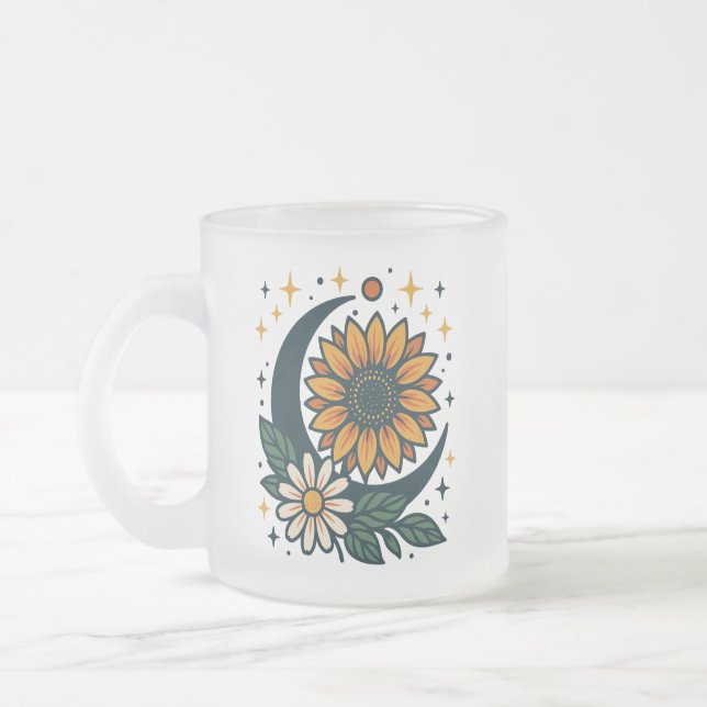 Caneca De Café Vidro Jateado Celestial Flower Frosted Glass Mug (Esquerda)
