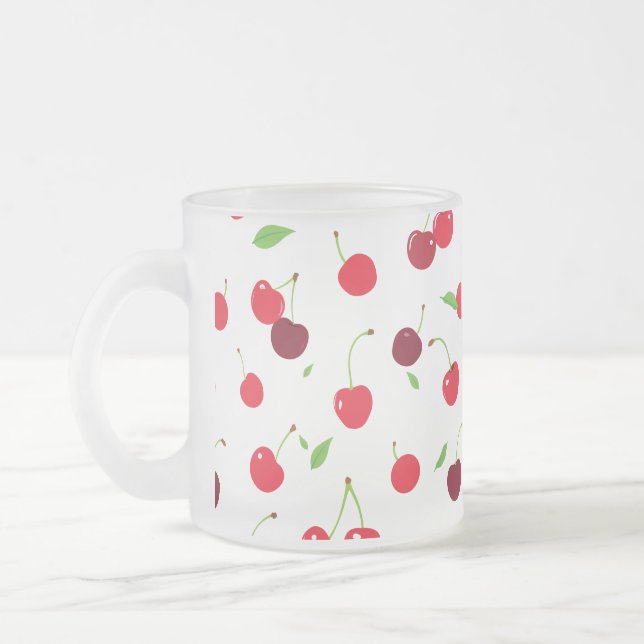 Caneca De Café Vidro Jateado Cereja 4 (Esquerda)