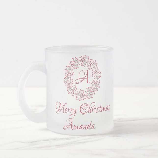 Caneca De Café Vidro Jateado Cereja de Natal (Esquerda)