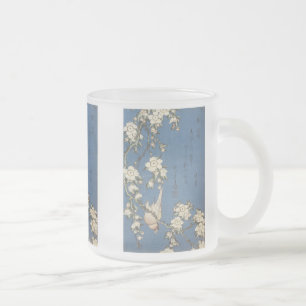 Caneca De Café Vidro Jateado Cereja e Bullfinch, Hokusai, 1834, Mug