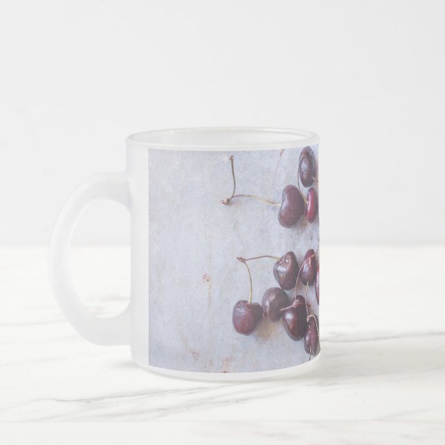 Caneca De Café Vidro Jateado Cerejas (Esquerda)