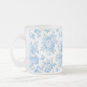 Caneca De Café Vidro Jateado Chá de Bebê Urso Floral Toile Francês